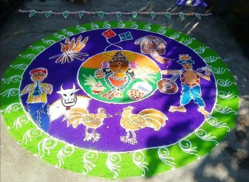 Pongal and Sankranti Theme Rangoli Ideas